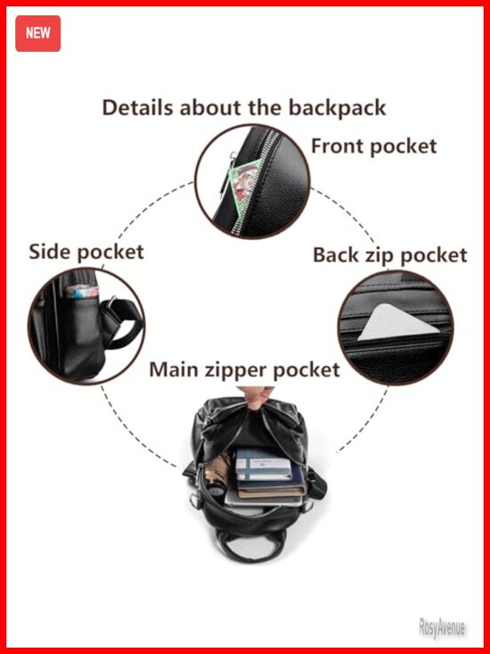 PU Leather Mini Backpack Purse 3-in-1 Handbag Travel Daypack